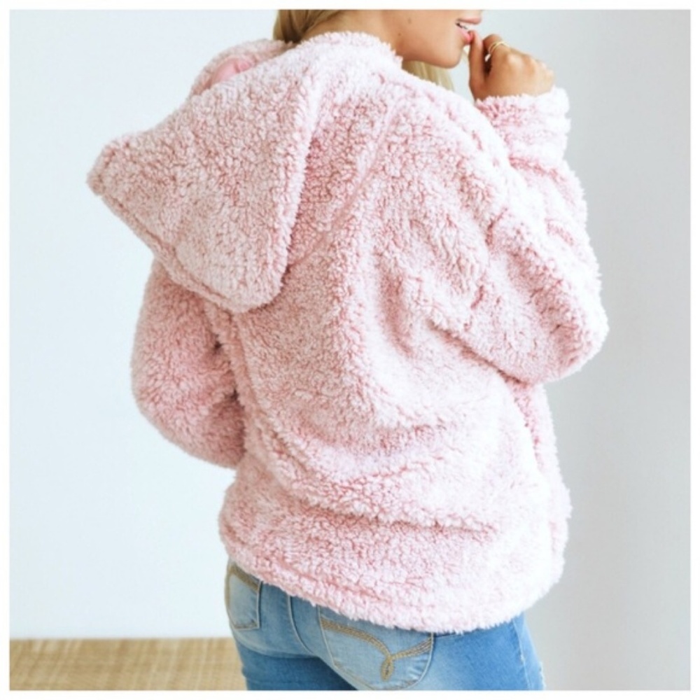 🦋LAST 1🦋Pink Faux Fur Sherpa Teddy Coat - Picture 2 of 6